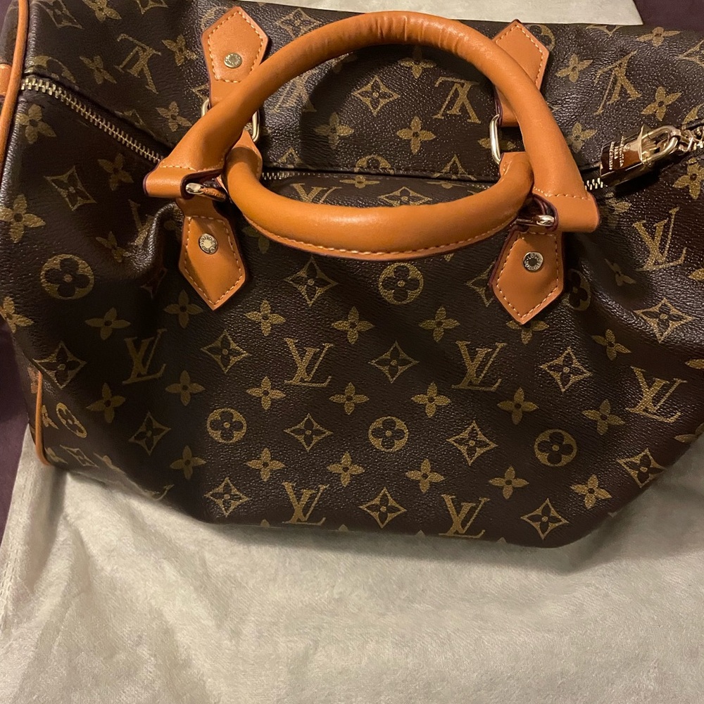 Louis Vuitton Monogram Satchel in Brown and Tan Leather